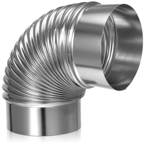 Alipis Elbow Chimney Flue Stainless Steel Silver Finish | Silver Finish, Easy Install and Replace, High Temperature Use, Kitchen Exhaust Fit