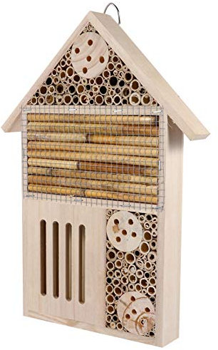 DOITOOL Bienenhaus Unterstand Im Freien Nester Hotel Heilhaus Hängende Bienenzimmer Häuser Nisthof Größe L Schmetterlinge Maurer Bienenhaus