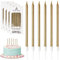 DONQL Birthday Cake Candles 24PCS, Tall Cake Candles, Long Birthday Candles, Thin Cupcake Candles with Holders for Birthday Cake Baby Shower Cake Wedding Party Decoration (24Pcs Champagne)