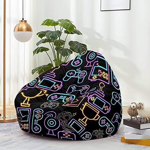 FANSU Pouf Poire Sans Remplissage Pour Enfant, Ado, Adulte - 3D Plateau-Jeu Salon Chambre, Housse Sac Haricots, Polyvalent Rangement (100x120cm, Lumière Bleue)