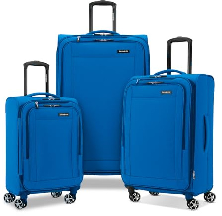 Samsonite Saire LTE Softside Expandable Luggage with Spinner Wheels, 3-Piece Set (20/25/28), Caribbean Blue