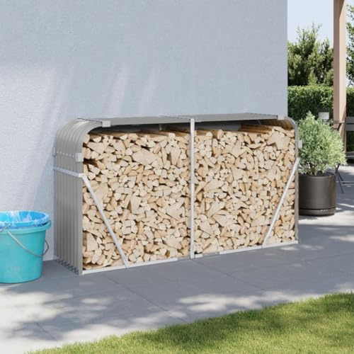 Festnight Kaminholzregal Aussen Brennholzregal Metall Holzregal Kaminholz Holzlager Outdoor Holzunterstand für Kaminholz Brennholzlager Innen Kaminholzunterstand 180x45x100 cm