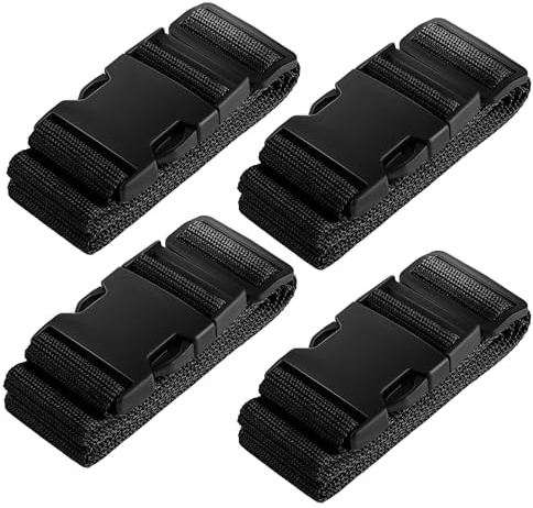 Ghope 4 Stück Koffergurt Set Inkl. 2 Namensschildern, Gepäckband besonders auffällig, rutschfest Einstellbare Kofferbänder Lang Gepäckgurt Luggage Strap Gurtband für Koffer & Gepäck Taschen
