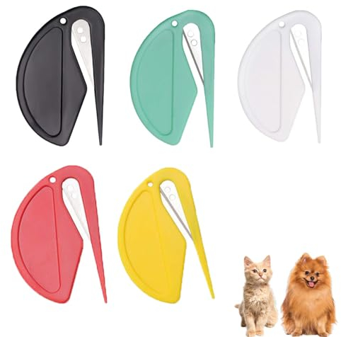 Dinghaole 5 pcs Haustier-Knotenkamm, Hundekamm Fellbürste mit Stahlklinge，Entfilzungsbürste für Hunde und Katzen, zur Entfernung von verhedderten Haaren, Gleitschneider, Fellpflegebürste