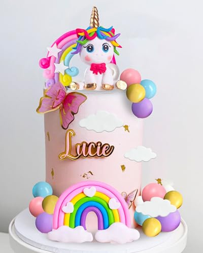 JeVenis Rainbow ical Unicorn Cake Decoration Rainbow Cake Topper Unicorns Party Favors Rainbows Birthday Supplies Birthday Cake Decoration for Girl