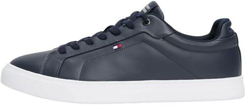 Tommy Hilfiger Uomo Sneakers Court Icon Flag Essential in Pelle, Blu (Desert Sky), 45