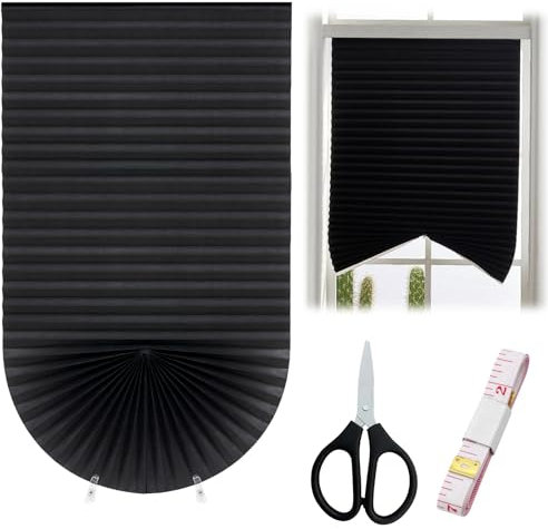 Temporary Blackout Blinds, VEGCOO 180 * 90cm Stick on Curtains Blackout Blinds with 2 Clips, No Drill Blinds Blackout Curtains for Bedroom Kitchen Bathroom Windows Nursery Loft Travel RV Car (1 Pc)