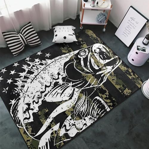 Alfombra Camo Bass Pesca Bandera Americana De Franela Con Impresión 3D, Alfombra Súper Suave, Alfombra Para Sala De Estar, Dormitorio, Alfombra Para Juegos Para Adolescentes, 100 X 120 Cm - Limp -6X9V