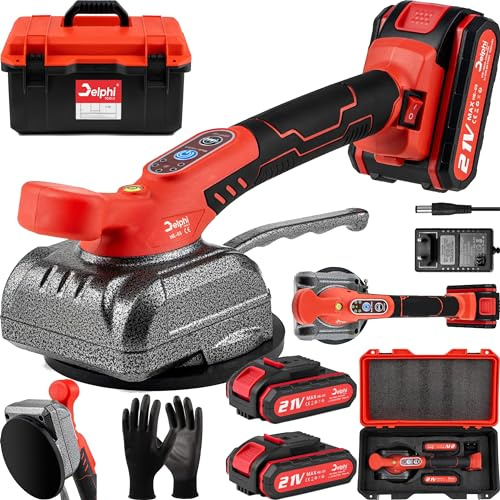 21V Fliesenrüttler Akku Fliesenleger Maschine Elektrische Set mit 2 Akkus | 130 mm, 21V, 800W, 80 kg Tragkraft, Für Fliesen, Mehrere Stufen