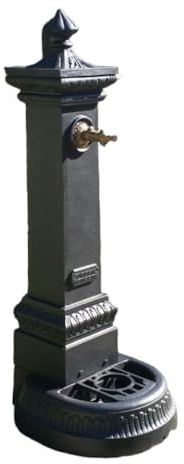 Briconess.com Fontana Da Pavimento in Ghisa Antracite Da Esterno per Giardino, Adatta Agli Agenti Atmosferici, Dimensioni 41x37xH100 Cm, Colore Antracite, Senza Rubinetto