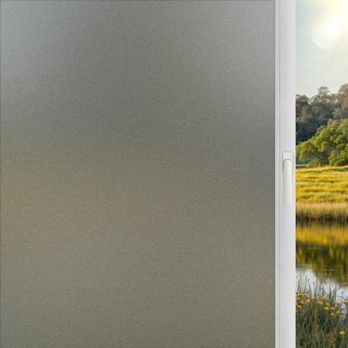 DARUITE Vinilos para Cristales 44.3x200cm, Gris Esmerilado Vinilo para Ventanas Privacidad, Opaco Anti-UV Electrostaticos Autoadhesivo Decorativo Vinilo Adhesivo Cristal para Puertas Cristal Cocina