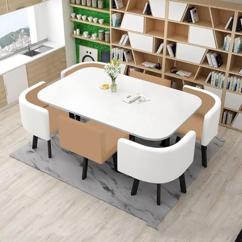EpuzeR Konferenztisch Esstisch mit 6 stühlen Set, Empfangtisch Couchtisch for 4–6 Personen, Esstisch Gruppe 6 Personen, Empfangtisch Bartisch(6)