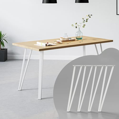 MATERIUM® Tischbeine Metall Weiß 70cm (4er Set) | Moderne Tischfüße für Esstisch & Schreibtisch | Inkl. Schrauben & Bodenschutz (Weiß Matt)