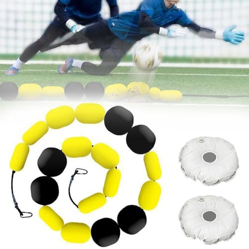 ANGDI Einleinen-Abweiser, 2,75 m Torwart-Trainingsausrüstung, Torwart-Abweiserausrüstung mit 2 Wassersäcken, Fußball-Trainingshilfen für Reflex- und Beweglichkeitstraining