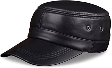 Lederkappe Echtes Leder Reiter Stil Rindsleder Mode Army Cap Box Hat Kadet Visier Männer Baseball Hüte Mützen