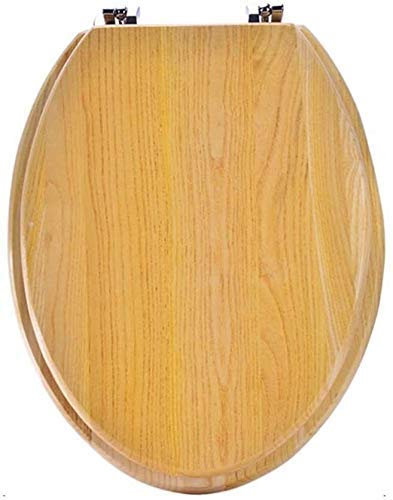 JHHNCVBC Toilet Seat Lid Cover Toilet Lid Metal Hinge Solid Wood Toilet Seat Thickened Vintage Wooden Design Toilet Cover All-Wood Fixed Toilet Universal Board
