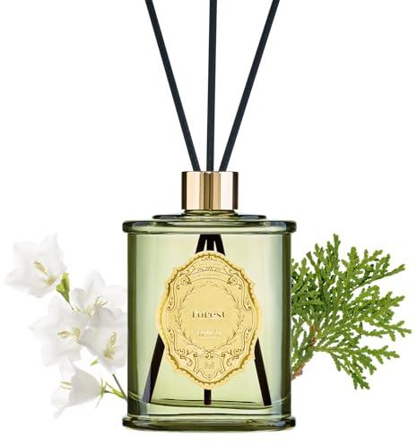 M&SENSE Raumduft Wald Duft 240ml|Reed Diffuser mit 5 Duftstäbchen|Luxus Lufterfrischer für Badezimmer,Wohnung,Heimdekoration|Raumduft Stäbchen