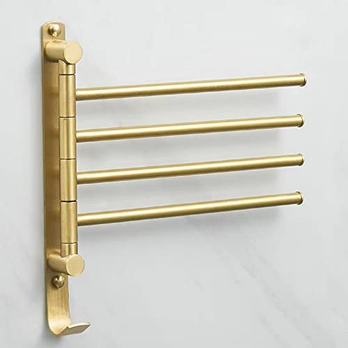 Portasciugamani girevole in ottone dorato vintage con 5 bracci portasciugamani a parete per cucina bagno e toilette