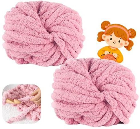 Pelote Laine Grosse Maille 500 g (250 g x 2) - Environ 54 m, Clair Grosse Pelote de Laine xxl Doux et Confortable Pour crochet, couvertures, écharpes, chapeaux, couvertures (06)