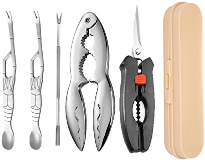 WDSOPK Ensemble D'Outils pour Fruits De Mer L'Ensemble D'Outils pour Fruits De Mer Comprend 1 Paire De Ciseaux À Fruits De Mer, 1 Casse-Croûte À Fruits De Mer, 2 Fourchettes/Pic