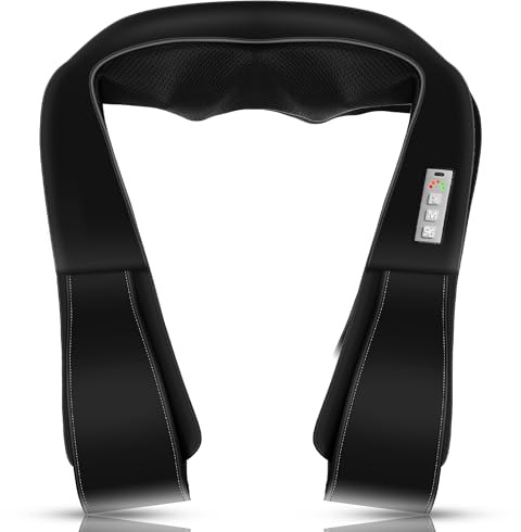AMZPONY® Cordless Neck Massager for Pain Relief Deep Tissue, Rechargeable Shiatsu Neck and Back Massager with Heat Kneading Shoulder Massage for Body Muscle Pain Relief,Gifts for Dad Mom Friends
