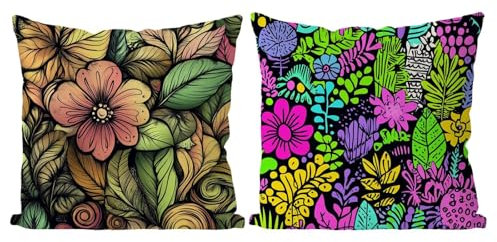 Coussin Exterieur Rétro Housse de Coussin Lot de 2 Usine Coussins Canape Taie Oreiller 45x45 Doux Carré Décoratif Housse de Canapé Coussins d'extérieur pour Decoration Chambre,Canapé,Chaise T4-828