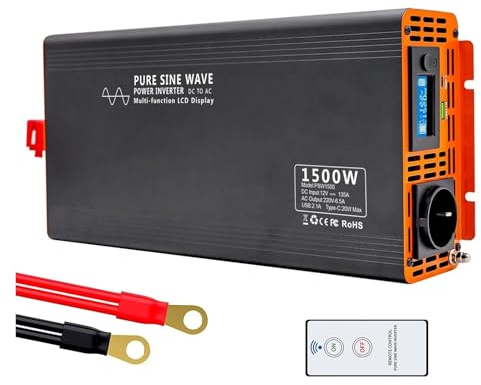 Pur sinus spänningsspänning ren sinusväxelriktare 4000 W omvandlare 12 V 24 V 36 V 48 V 60 V 72 V DC till 220 V 240 V AC kontinuerlig effekt 2 000 W med LCD-skärm (36 V, 50HZ_EU 1500W)
