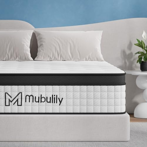Double Mattress 4ft 6 27cm Memory Foam & Pocketed Spring Hybrid Mattress Medium Firm 7-Zone 9-Layer Breathable Double Bed Mattress with 450lbs Weight Capacity for Back Pain Relief 135x190cm(Black)