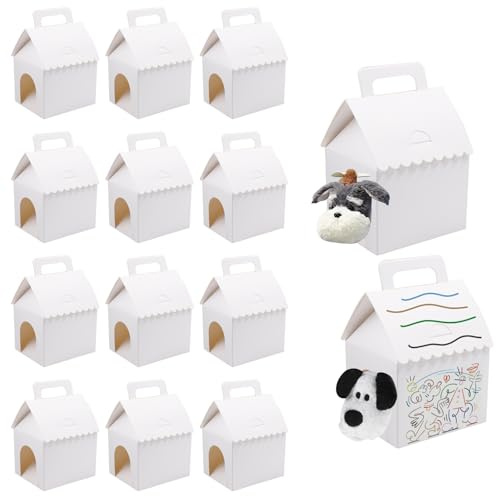 KeaJuidy 24 Stück Partygeschenkboxen Faltbar Geschenkboxen Kraftpapier DIY Hunde Süßigkeiten Boxen Welpen Partygeschenke für die Verabschiedung 18x12x10 cm