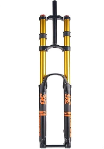 YYRHD-CZ Bicycle Suspension Fork, Rebound Adjustable, 160mm Travel, Thru-axle 15x110mm, Downhill Mountain Bike Suspension Fork, Double Crown Structure(Gold,26'')