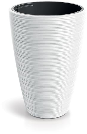 Tymar Blumentopf Gross innen, hoher Übertopf, Pflanzkübel, pflanzgefäße Outdoor_VENA(ø 40 cm/H=56cm ; Weiß)