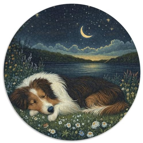 Shetland Schafedog Rund Puzzles 1000 Teile Fur Erwachsene Und Kinder Tieres Haustiers Cute Legespiel Geschicklichkeitsspiel Geschenk Fordernd Kleinkinder 1000pcs (67.5x67.5cm)