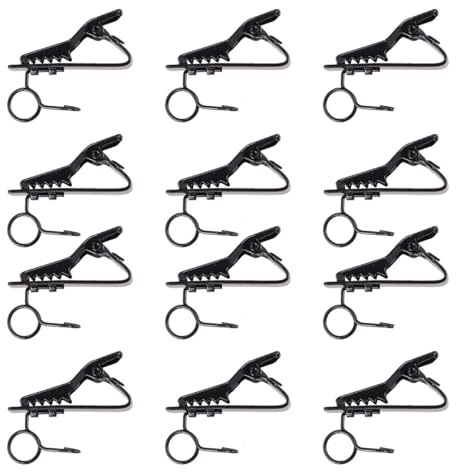 CATIEBYE Metall Mikrofon Ansteckclips von Kleiner Kragenmikrofonen 12 Stück Schwarz zur Einfachen Befestigung mit Hoher Elastizität für Videokonferenzen und Sprachchat