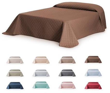 fundabel® - Colcha Boutí Acolchada Reversible Due para Cama 90 (180x270 cm), Marron/Beige, Microfibra Suave con Relleno Equilibrado, Ligera, Ideal para Primavera y Verano, Fabricada en España