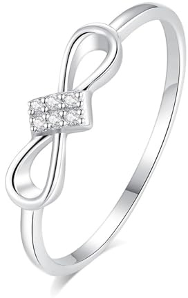Ayoiow Schleife Vorsteckring Platin für Damen mit Diamant, Freundschaftsringe Damen, Platin 950 Größe 63 (20.1)