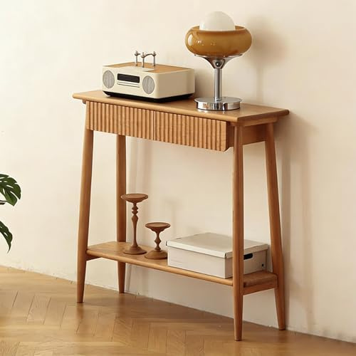 Consolle Ingresso Legno di Ciliegio, Tavolo Consolle Stretta da 31 cm Con Cassetto e Ripiano Portaoggetti, Tavolino da Divano per Cucina, Soggiorno, Dietro il Divano(80*31*85cm/31*12*33in)