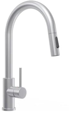 PRIMAGRAN Robinet de cuisine 9010 Inox avec deux types de jet, Robinet haute pression, Robinet de cuisine pivotant à 360° avec bec rétractable