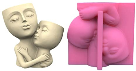 Two Man Hug Concrete Silicone Pot Mold Flowerpot Clay Cement Plaster Molds Home Garden Flower Pots Two Man Hug Silicone Molds