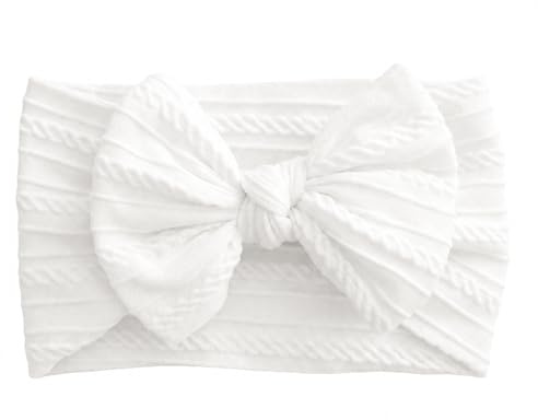Pannband för Baby, Mjukt Elastiskt Hårband med Rosett för Nyfödda och Småbarn (1 St-Vit)