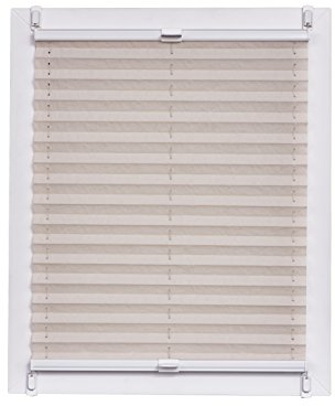 Plissee Made in Germany, Tageslicht, Echtcrush, natur, Klemmfix, weisse Schiene, 75 x 150