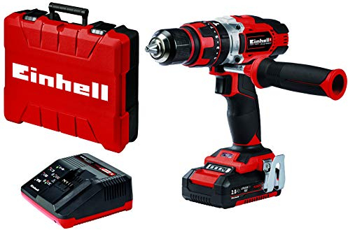 Einhell Trapano a percussione con batteria TE-CD 18/48 Li-i Kit Power X-Change (18 V, ioni di litio, 48 Nm, 23 gradini di coppia, incl. 2,0 Ah batteria e caricatore rapido, valigetta E-Box S35)
