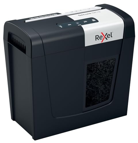 Rexel MC3 Whisper-Shred Micro Cut Dokumentförstörare, Strimlar 3 Ark, P5 Säkerhetsklass, Hem/Hemmakontor, 10L Avfallskorg, Tyst och Kompakt, 2020128