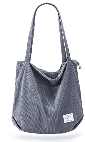 KALIDI cord Tasche Damen Umhängetasche mit Reißverschluss,Groß Shopper Tasche Tote Bag Handtasche Schultertaschen für Arbeit Büro Reisen Einkaufen Schule und Alltag