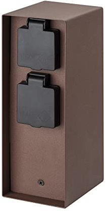 BOLD Orio Aussen-Steckdose-Garten (Steckdosen-Säule) mit 4-Fach Stecker-Verteiler in Rost Optik (IP44 Outdoor Energie-Säule | bis zu 3680 Watt | eckig | 23 x 12 x 8,5 cm | Einfache Montage)