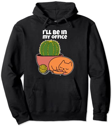 Cactus boule d'or et Chat endormi dans mon bureau Sweat à Capuche