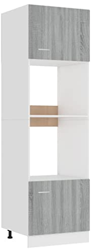vidaXL Armario de Microondas Mueble Cocina Consola Almacenamiento Salón Sala Estar Decoración Adorno Estante Cajón Contrachapada Gris Sonoma