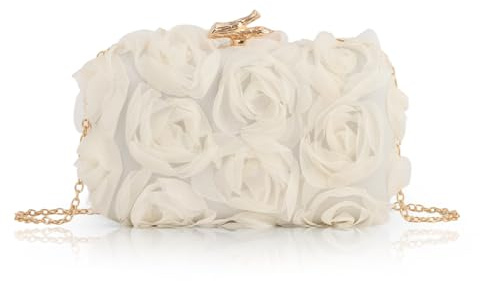 Jywmsc Borsa da Donna con Pochette Borsa da Sera Formale con Fiori in Pizzo Borsa a Tracolla con Tracolla a Catena