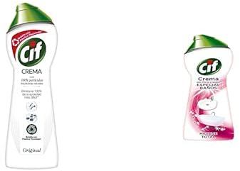 CIF Crema Limpiadora Potente Limpiador de Superficies Multiusos Baño y Cocina Con Fórmula Partículas de Limpieza 100% Naturales Elimina el 100% de la Suciedad más Dificil Cif Crema Original +Cif Crema