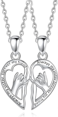 JEXOWIQ Ketten Halskette Freundschaftskette - 2 pcs Beste Freunde Ketten Silber Halskette Freundschaftskette,Herz Damen Kette Anhänger,für Geburtstag Geschenke Anhänger Kette