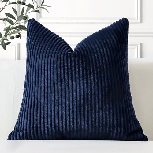 Artscope 1 Pezzi Federe per Cuscini in Velluto a Coste Elegante Copricuscini Decorativo per Domestica Soggiorno Camera da Letto Divano 45x45cm, Blu Marino